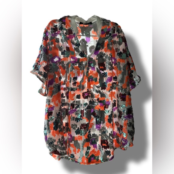 Flora Sequin V-Neck Blouse - Picture 8 of 9